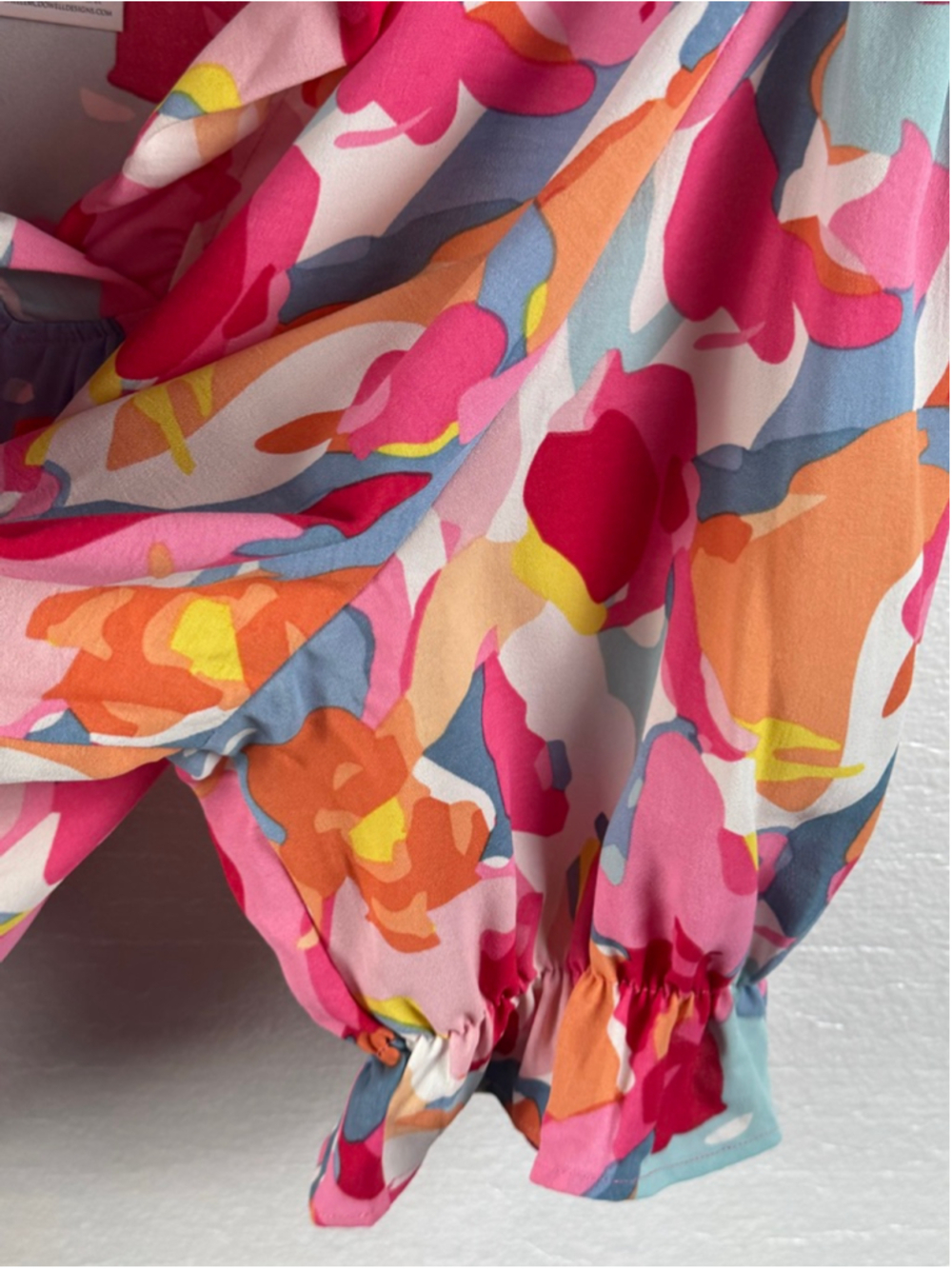 NWT Michelle McDowell Floral Julie Dress River Iris Colorway Bell Sleeve Sz XXL - Picture 7 of 10